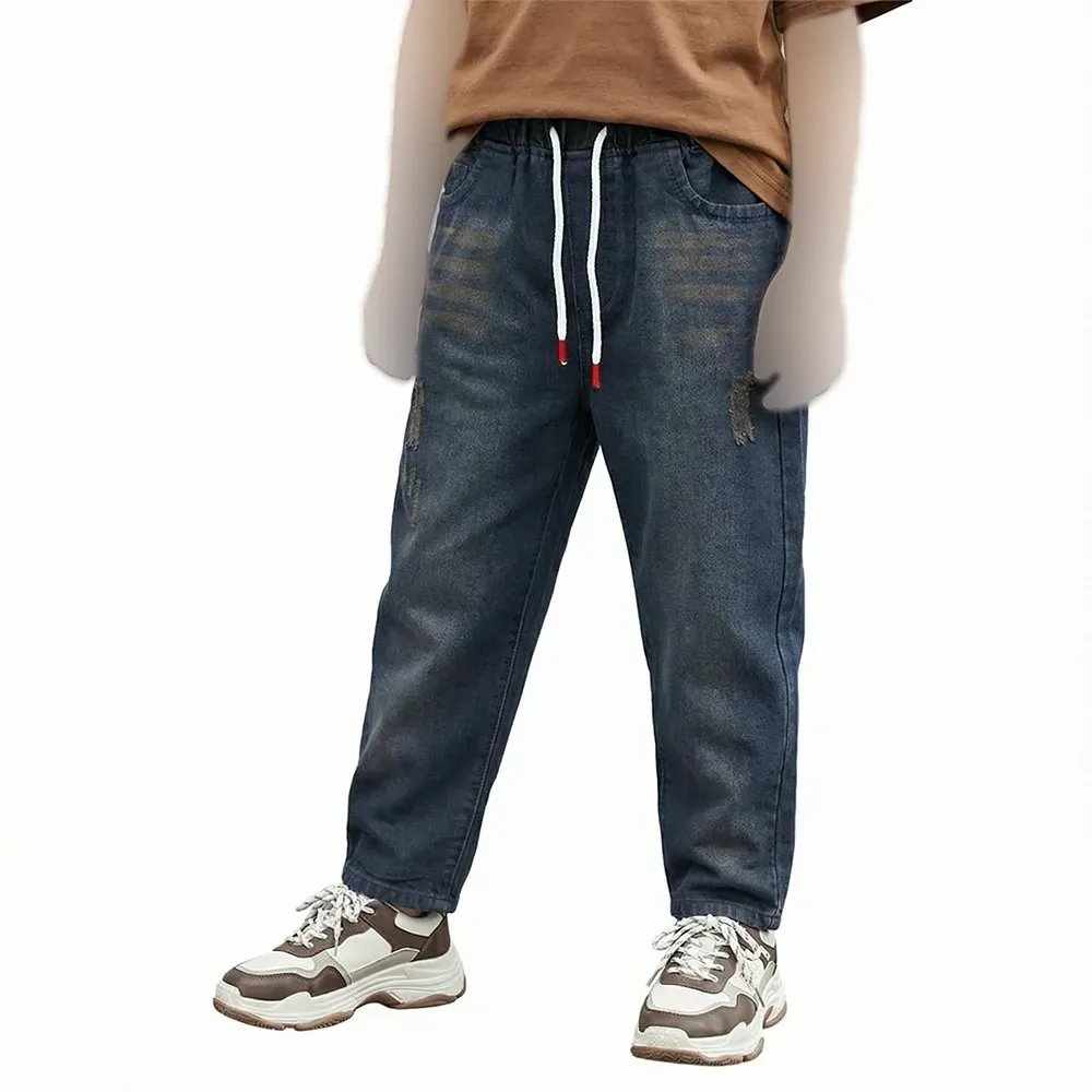 شلوار جین پسرانه مام فیت آبی تیره سایز 2 تا 7 سال
