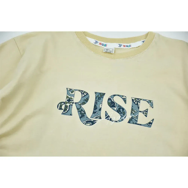 ست تیشرت و شلوارک پسرانه نخی طرح RISE کد 11442