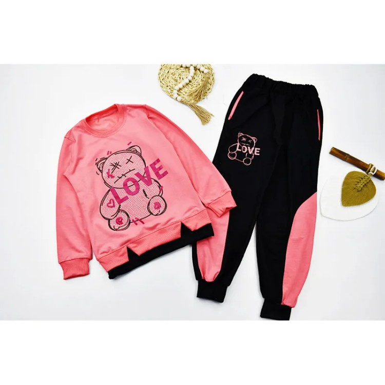 بلوز شلوار دخترانه طرح تدی نگینی جنس اسپان