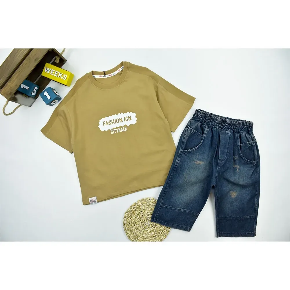 ست تیشرت و شلوارک پسرانه طرح FASHION ICN کد 11362