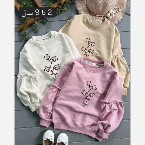 بلوز دورس دخترانه گلدوزی شده طرح چهارگل مناسب 2 تا 9 سال