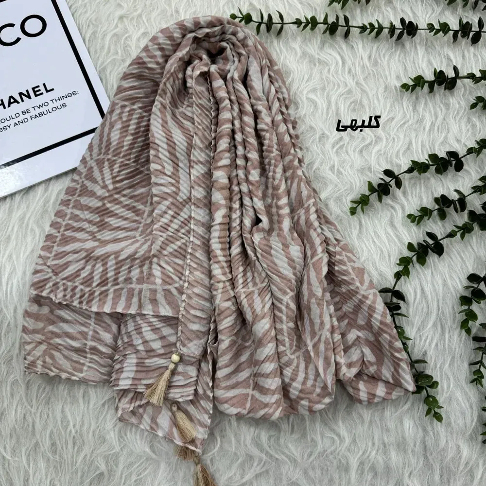 شال نخی طرحدار قواره بزرگ ابعاد 204 در 76 سانتیمتر بدون چروک و سر خوردن