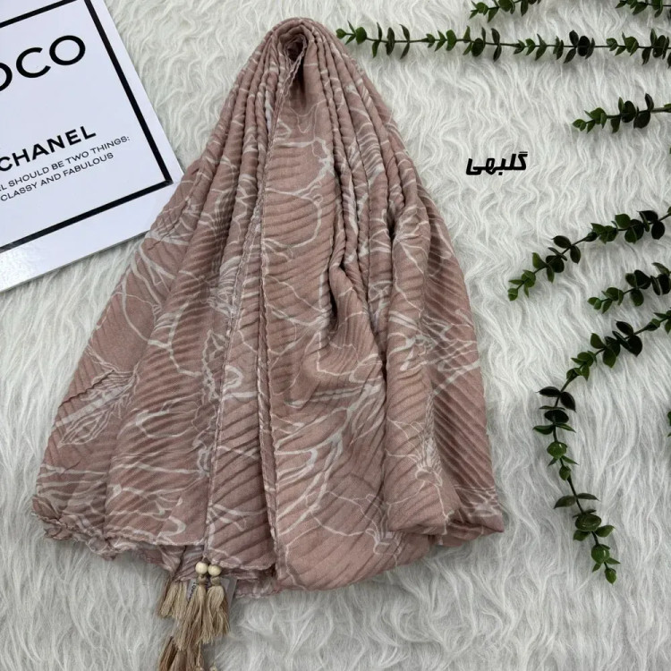 شال نخی طرحدار قواره بزرگ بدون سر خوردن و چروک ابعاد 204 در 76 سانتیمتر