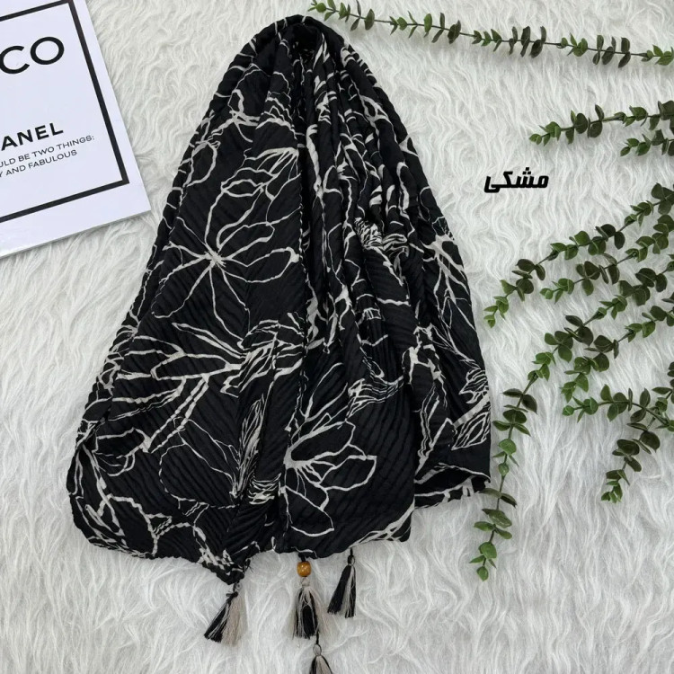 شال نخی طرحدار قواره بزرگ بدون سر خوردن و چروک ابعاد 204 در 76 سانتیمتر