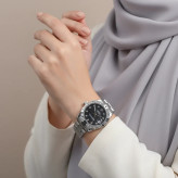ساعت رولکس دیت جاست استیل صفحه مشکی زنانه