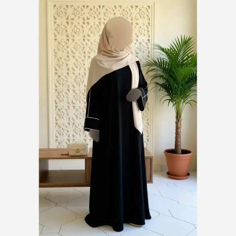 مانتو عبایی زنانه مدل پریا جنس الیزه ترک رنگ مشکی سایز 40 تا 50
