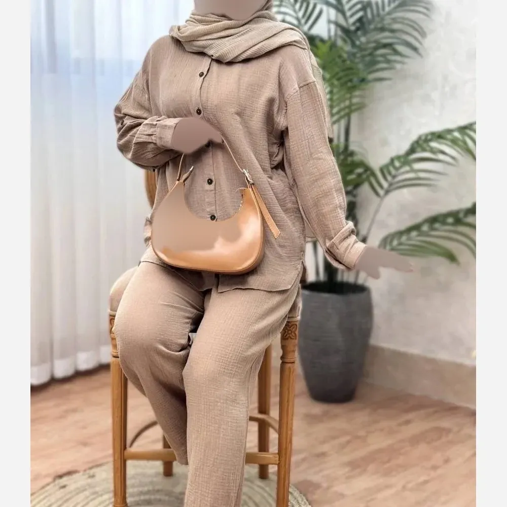 ست شومیز و شلوار زنانه مدل دلین جنس دبل فیس فری سایز تا 48