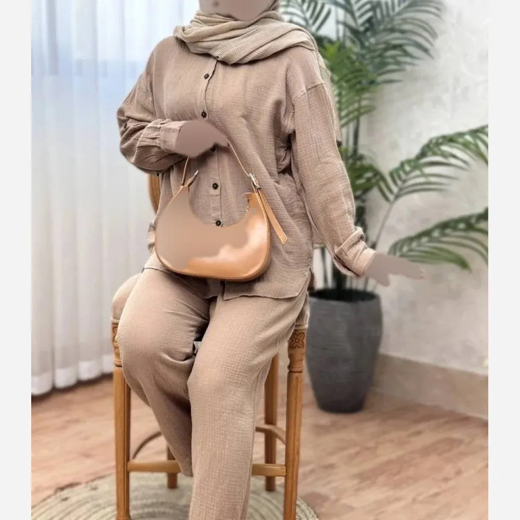 ست شومیز و شلوار زنانه مدل دلین جنس دبل فیس فری سایز تا 48