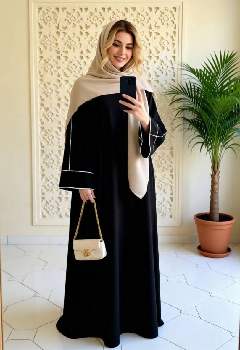 مانتو عبایی زنانه مدل پریا جنس الیزه ترک رنگ مشکی سایز 40 تا 50