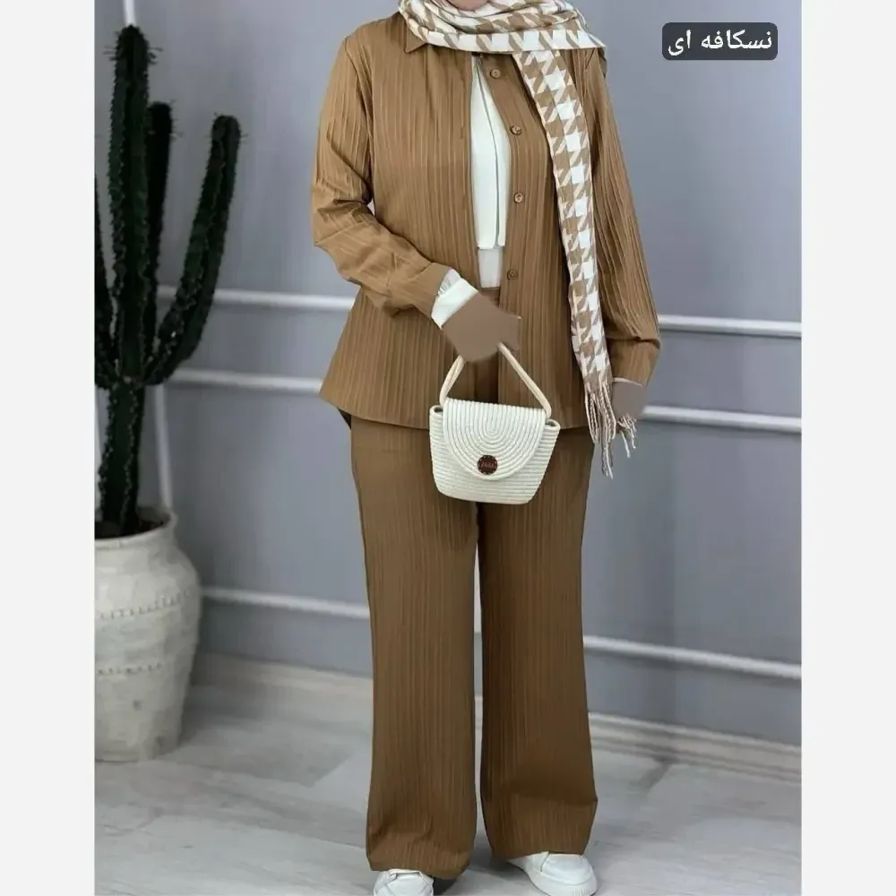 ست شومیز و شلوار زنانه جنس ایوا کراش فری سایز 38 تا 46