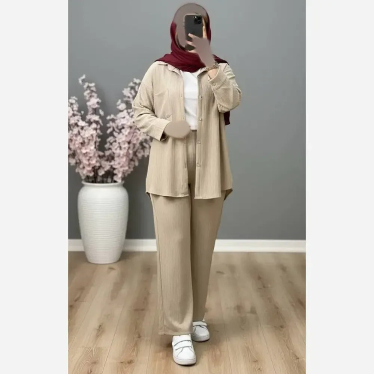 ست شومیز و شلوار زنانه جنس ایوا کراش فری سایز 38 تا 46