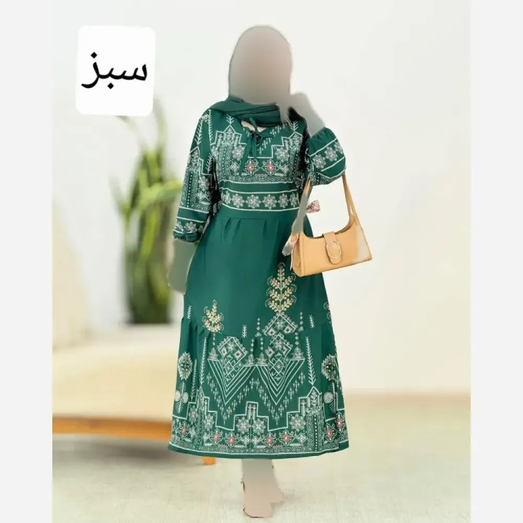 پیراهن ساحلی زنانه چاپی جنس بوگاتی فری سایز تا 46 کمربند دار
