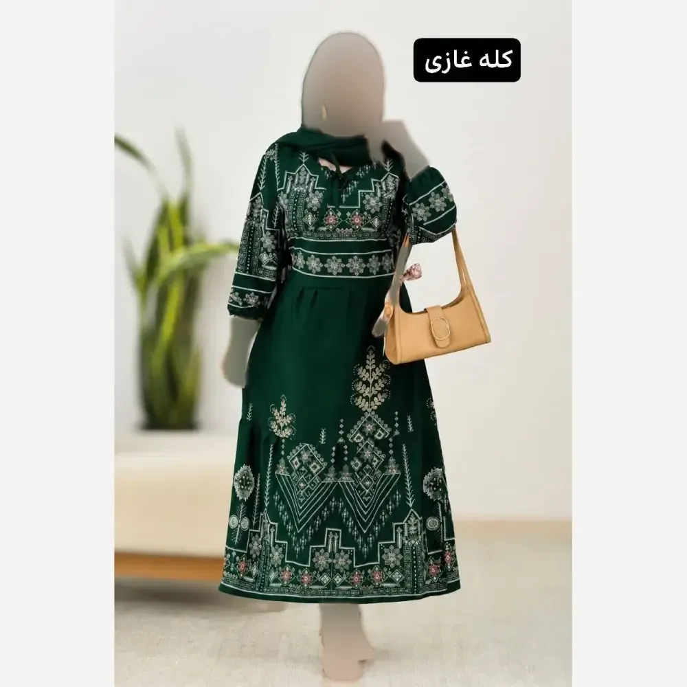 پیراهن ساحلی زنانه چاپی جنس بوگاتی فری سایز تا 46 کمربند دار