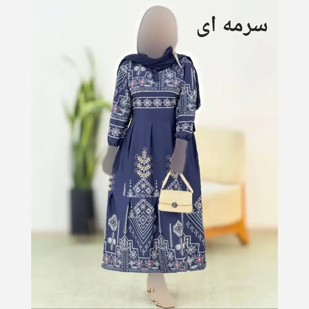 پیراهن ساحلی زنانه چاپی جنس بوگاتی فری سایز تا 46 کمربند دار