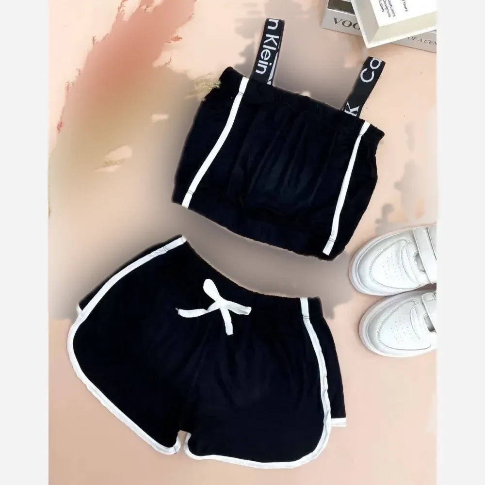 ست تاپ و شورتک زنانه نخ پنبه مشکی فری سایز 36 تا 44
