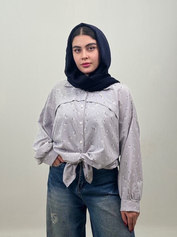 شومیز زنانه مدل گل گچی جنس نخ خارجی اطلس