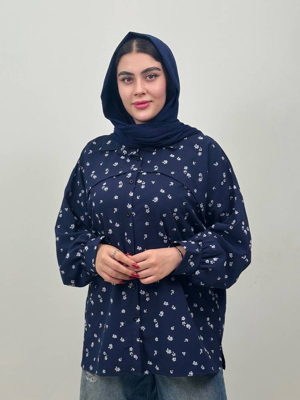 خرید شومیز زنانه مدل گل گچی جنس نخ خارجی اطلس