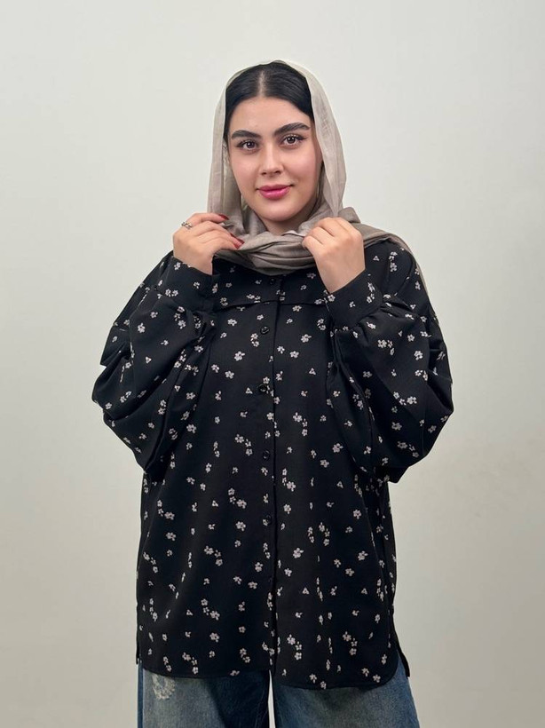 شومیز زنانه مدل گل گچی جنس نخ خارجی اطلس