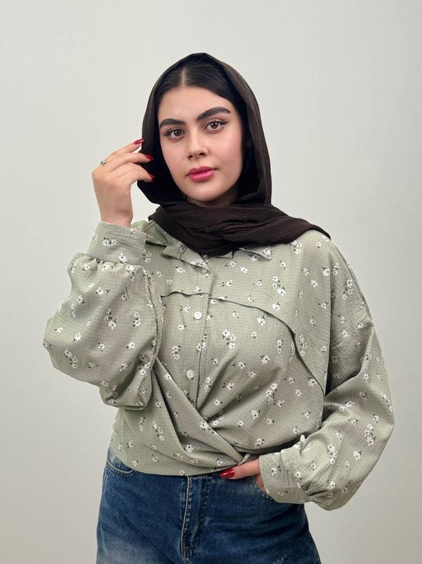 شومیز زنانه مدل گل گچی جنس نخ خارجی اطلس