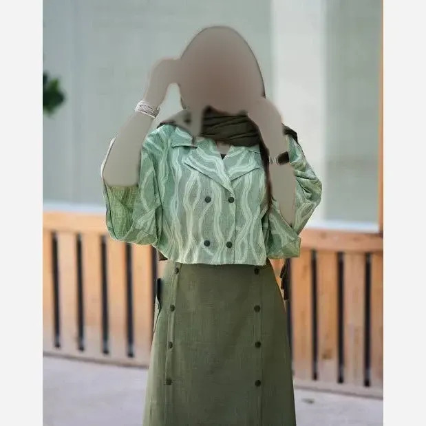 ست شومیز ژاکار کسمه و شلوار شانتون زنانه فری سایز 36 تا 46