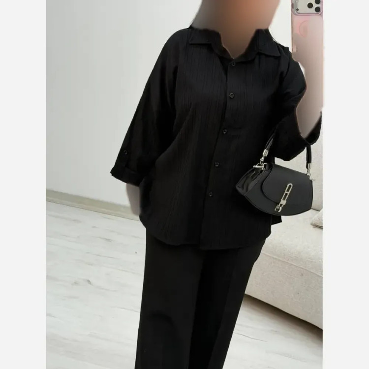 شومیز زنانه مشکی جنس کراش ایوا فری سایز 38 تا 46