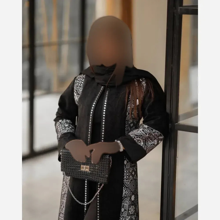 پیراهن زنانه مشکی محرمی جنس تافته و سوپر بنگال سایز 38 تا 48 قد 118