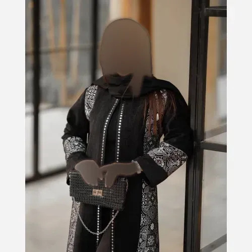 پیراهن زنانه مشکی محرمی جنس تافته و سوپر بنگال سایز 38 تا 48 قد 118