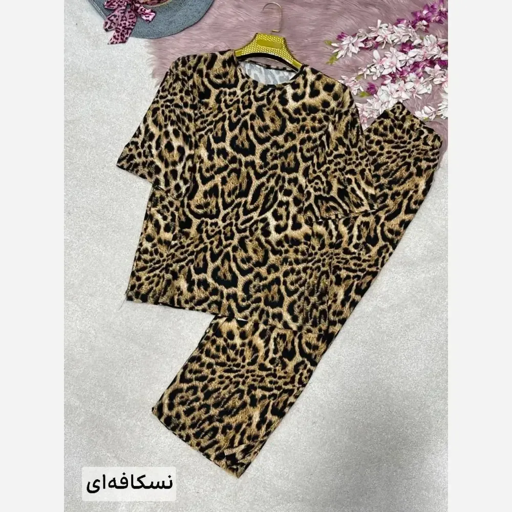 ست تیشرت و شلوار زنانه مدل رزیتا جنس ویسکوز پنبه فول کش فری سایز 38 تا 46