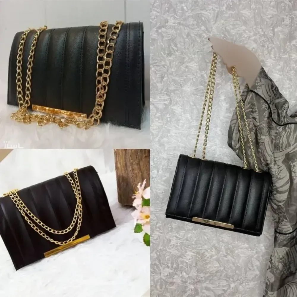 کیف چرمی زنانه مدل سیما رنگ مشکی ابعاد 20 در 15 سانتیمتر