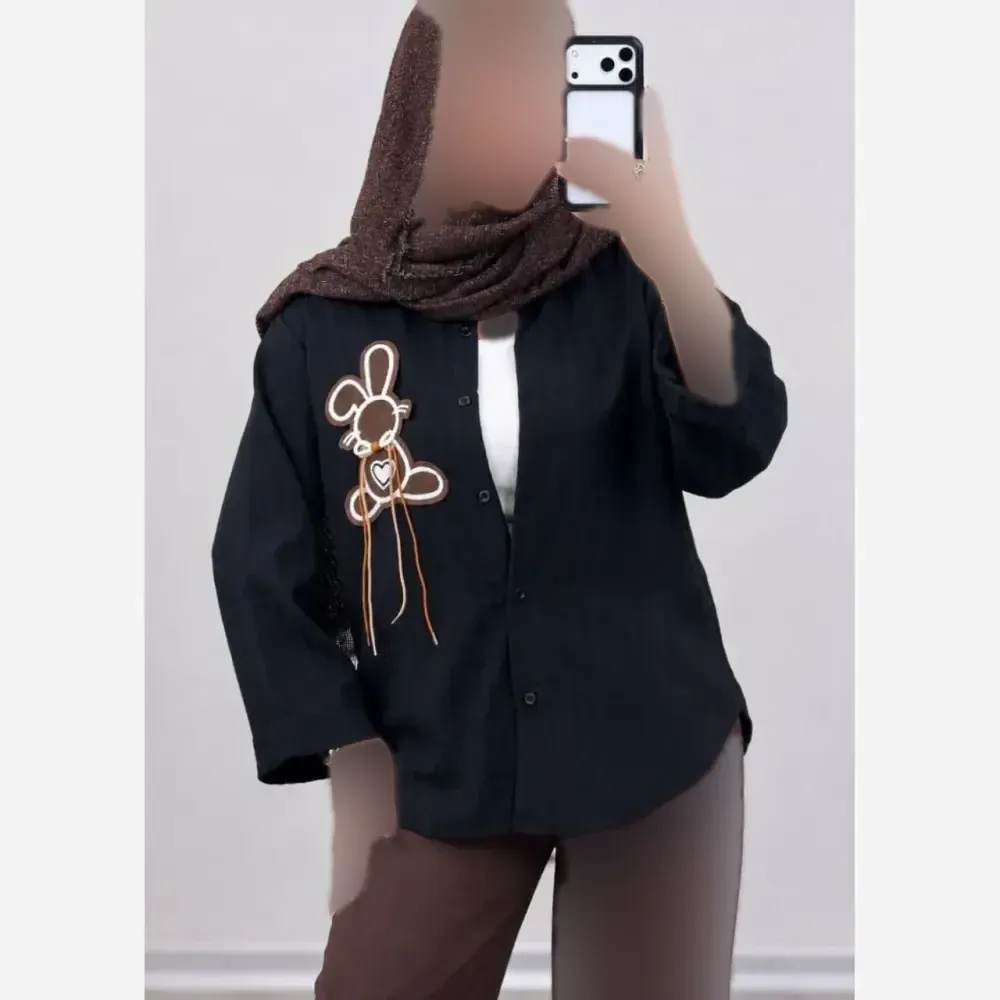 شومیز زنانه مدل خرگوشی جنس داکرون رنگ مشکی سایز فری 36 تا 46