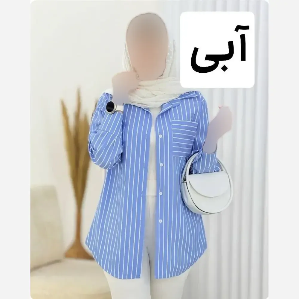 شومیز زنانه راه راه لینن مدل دلوین با جیب کاربردی و پشت پیلهدار