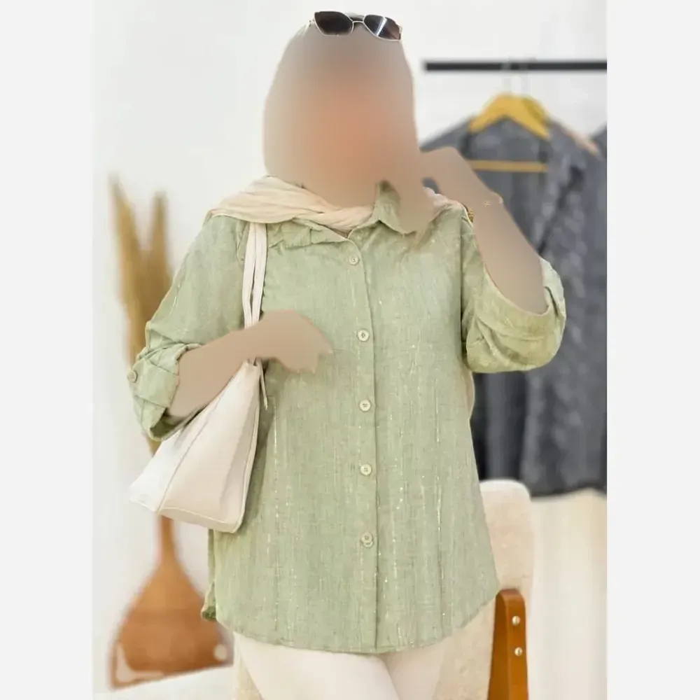 شومیز زنانه مدل فرناز جنس شانتون درجه یک فری سایز 36 تا 46