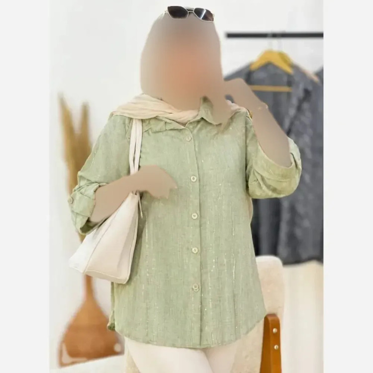 شومیز زنانه مدل فرناز جنس شانتون درجه یک فری سایز 36 تا 46