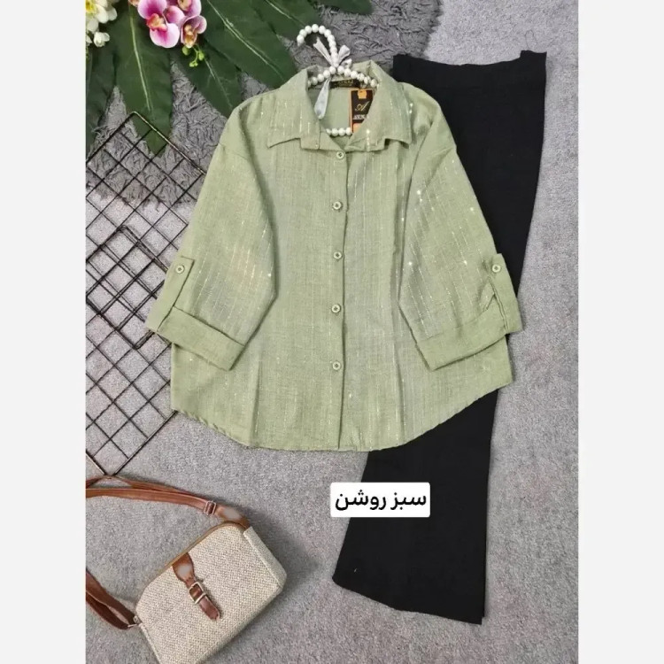 شومیز زنانه مدل فرناز جنس شانتون درجه یک فری سایز 36 تا 46