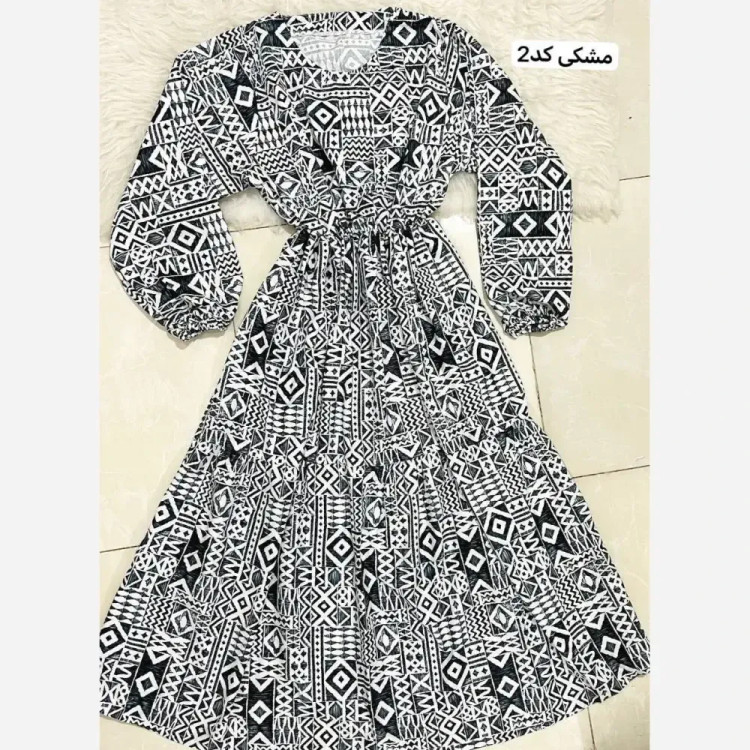 پیراهن ساحلی طرحدار زنانه جنس بوگاتی فری سایز قد 120