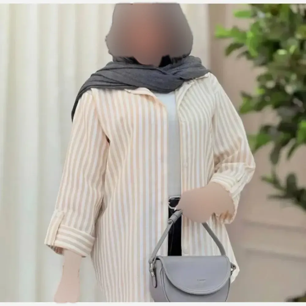 شومیز راه راه لینن تابستانه خنک آستین پاگن دار زنانه