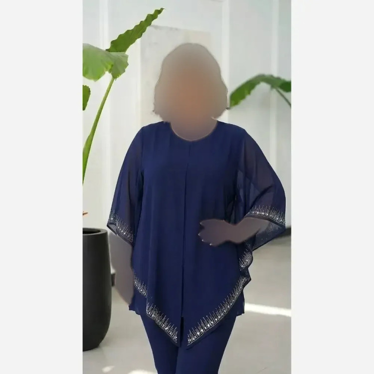 شومیز زنانه مدل لیندا فری سایز قواره دار سایز 42 تا 54 جنس کرپ حریر و بوگاتی کشی