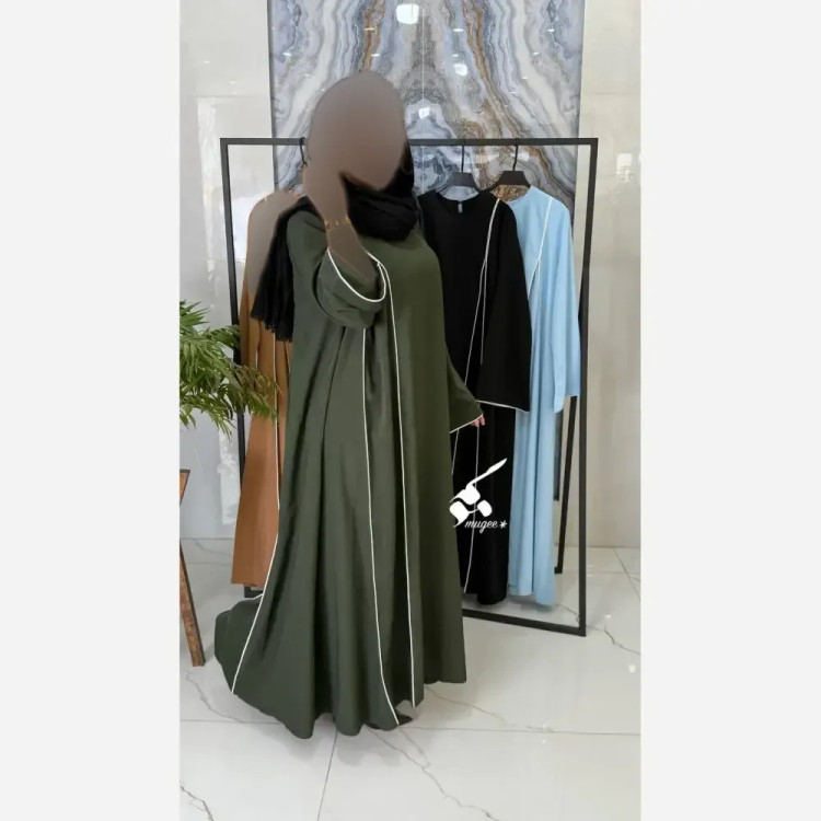 پیراهن عبایی زنانه طرح حورا جنس کرپ الیزه در 6 رنگ و دو سایز