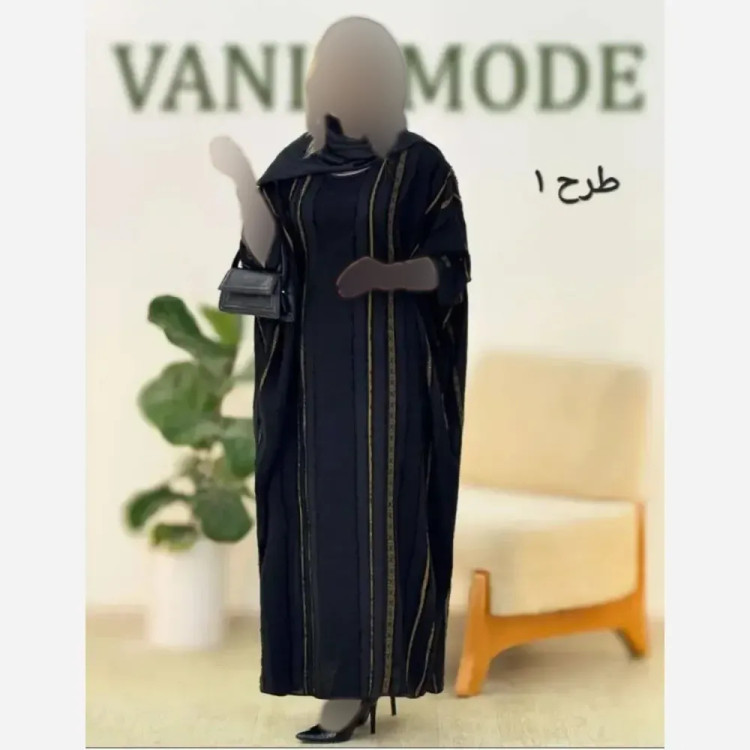 عبایی نرگس کرپ ژاکارد مجلسی زنانه فری سایز 38 تا 50 سبز طلایی نقره ای