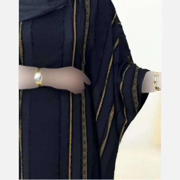 عبایی نرگس کرپ ژاکارد مجلسی زنانه فری سایز 38 تا 50 سبز طلایی نقره ای
