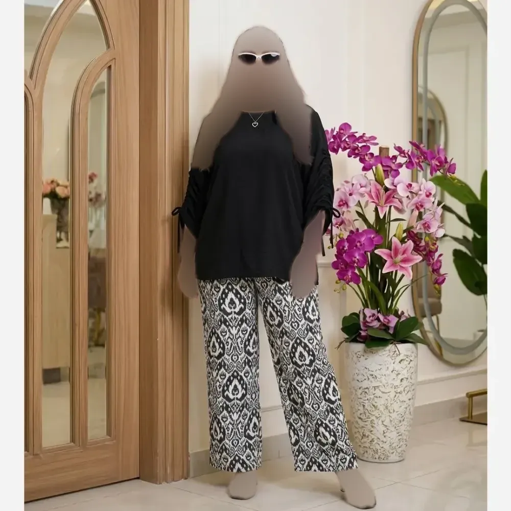 ست شومیز و شلوار زنانه مدل آناهیتا جنس شانتون صوفیا و نخی فری سایز