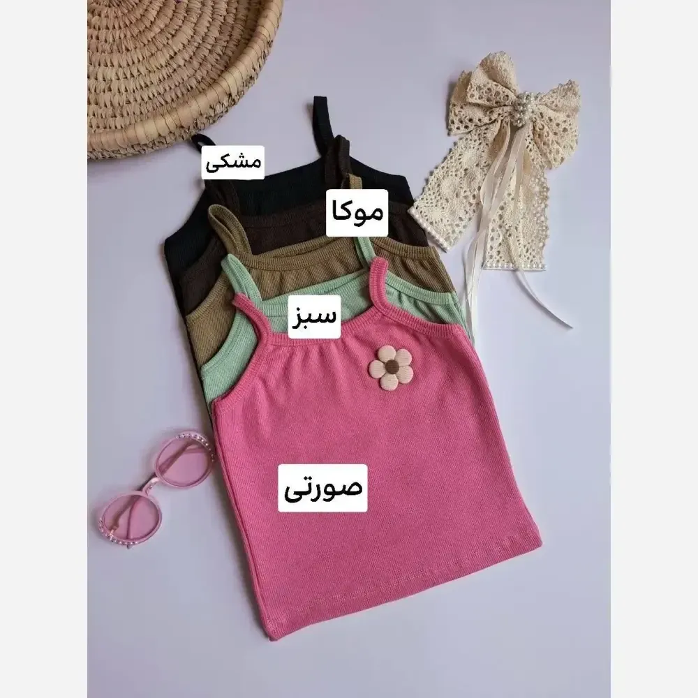 ست دخترانه گلبرگ تاپ فانریپ و شلوارک لینن مناسب 2 تا 9 سال سایزبندی 40 تا 55