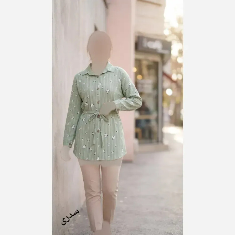 شومیز مانتویی زنانه مدل سوگل جنس کراش گلگچی لیمویی فری سایز