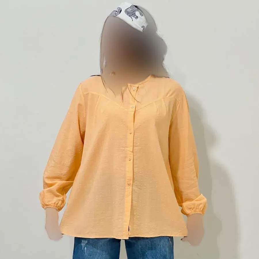 شومیز لینن مجلسی زنانه قد 69 سانت دورسینه 120 سانت آستین 58 سانت کد 1333