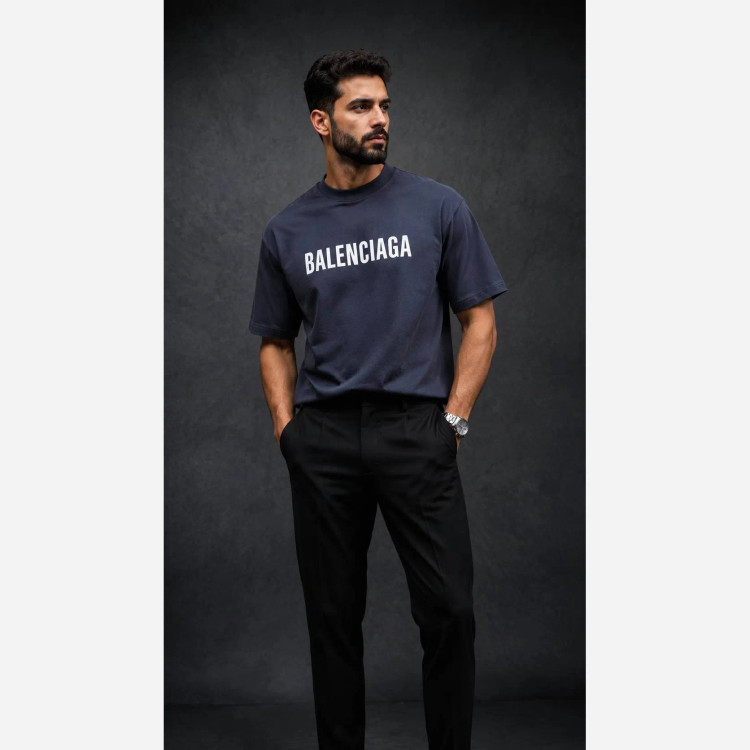 تیشرت مردانه بالنسیکا پنبه سوپر اعلا مشکی طوسی ذغالی کرمی سفید سایز XL XXL 3XL