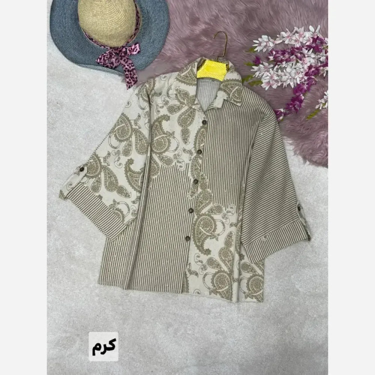 شومیز لنین بته جقه کرم فری سایز 38 تا 46