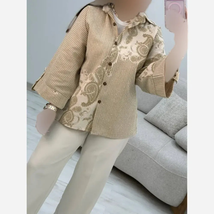شومیز لنین بته جقه کرم فری سایز 38 تا 46
