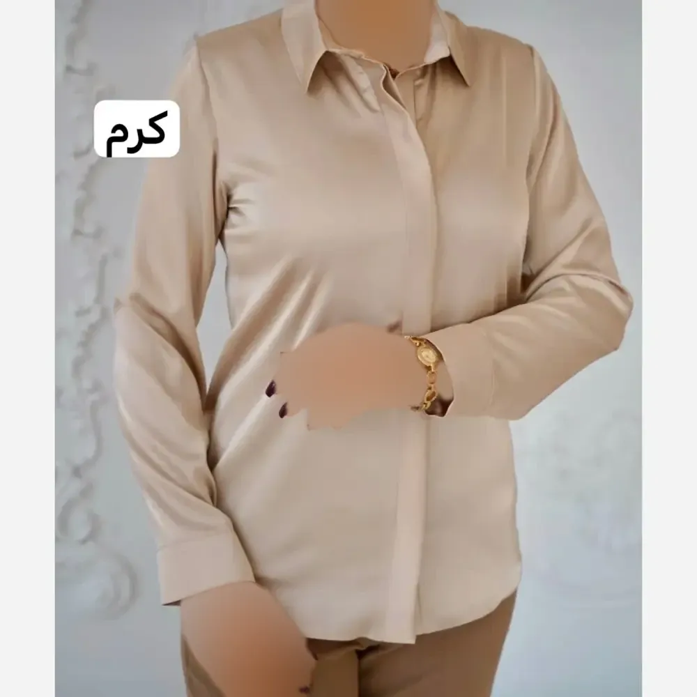 شومیز زنانه دکمه مخفی بیسیک جنس الیزه واراتی قواره دار سایز بزرگ 44 تا 50