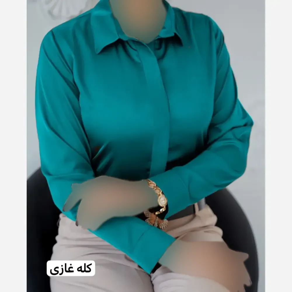 شومیز زنانه دکمه مخفی بیسیک جنس الیزه واراتی قواره دار سایز بزرگ 44 تا 50