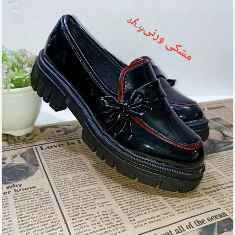 لوفر زنانه پاپیونی پاشنه 5 سانت بیاله مات و براق سایز 37 تا 40